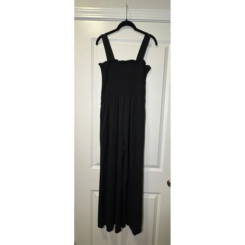 Anrabess NWT Womens Black Smocked Wide Leg Jumpsuit - Smal - Picture 3 of 4